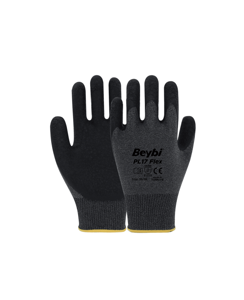 Beybi PL17 Flex Lateks Kaplı Polyester Likralı Eldiven